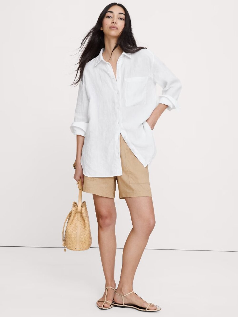 NWT!! Banana Republic Classic White The Oversized 100% Euro Linen Shirt XS
